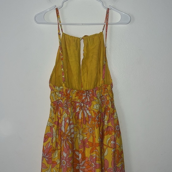 J. Crew Collection V-neck Floral Yellow Orange Print Maxi Dress Size XS - Picture 7 of 13